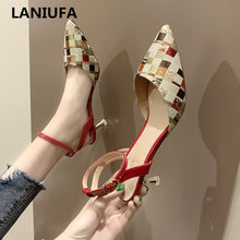 Load image into Gallery viewer, Spring Summer high heels shoes women Pointed Toe Ankle