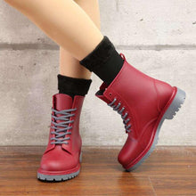Load image into Gallery viewer, Woman Mud Water martin Shoes Rubber Lace Up PVC