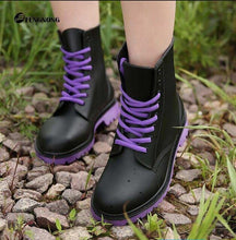 Load image into Gallery viewer, Woman Mud Water martin Shoes Rubber Lace Up PVC