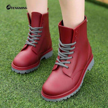 Load image into Gallery viewer, Woman Mud Water martin Shoes Rubber Lace Up PVC